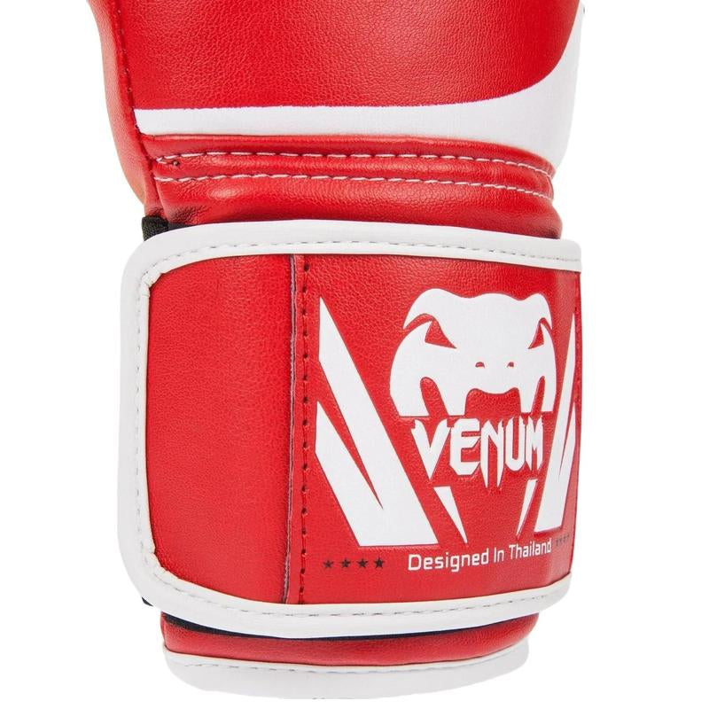 Venum Challenger 2.0 Boxing Gloves - Red, Triple Density Foam Padding, Top Hand Protection, Large Velcro Wrist Strap, Premium PU Leather Construction