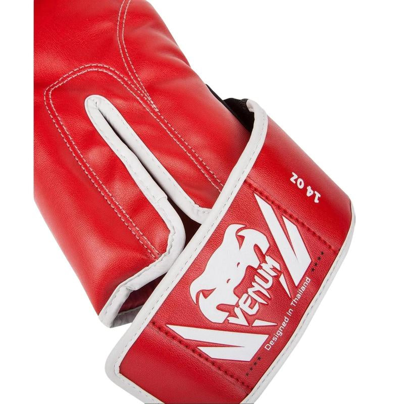 Venum Challenger 2.0 Boxing Gloves - Red, Triple Density Foam Padding, Top Hand Protection, Large Velcro Wrist Strap, Premium PU Leather Construction