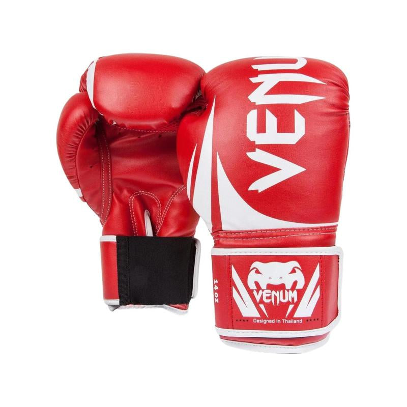 Venum Challenger 2.0 Boxing Gloves - Red, Triple Density Foam Padding, Top Hand Protection, Large Velcro Wrist Strap, Premium PU Leather Construction