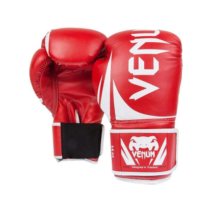 Venum Challenger 2.0 Boxing Gloves - Red, Triple Density Foam Padding, Top Hand Protection, Large Velcro Wrist Strap, Premium PU Leather Construction