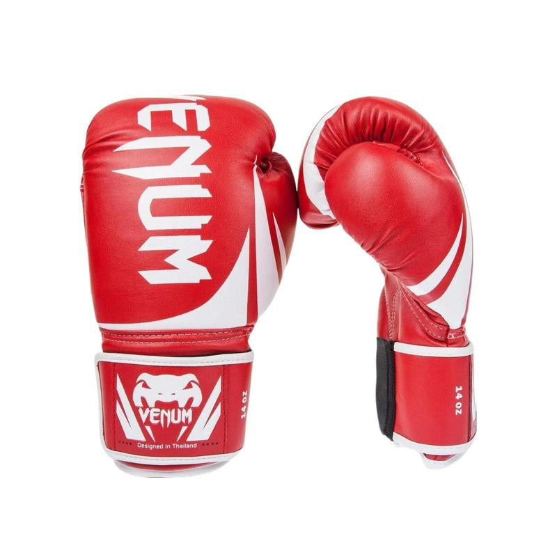 Venum Challenger 2.0 Boxing Gloves - Red, Triple Density Foam Padding, Top Hand Protection, Large Velcro Wrist Strap, Premium PU Leather Construction